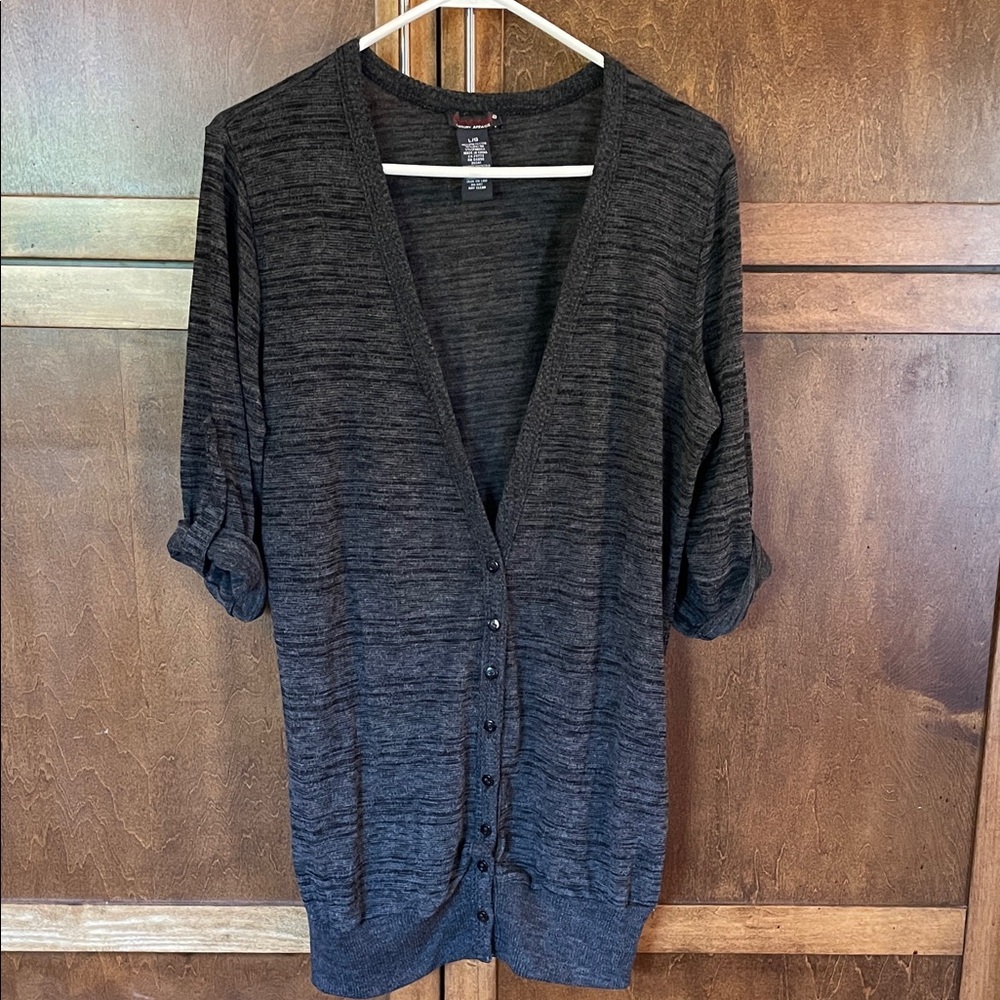 Devoted Women's Black Variegated Cardigan Sweater